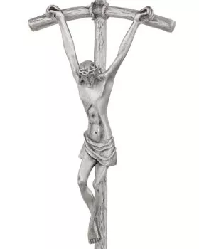 Papstkreuz 29 x 12,5 cm antiksilber Wandkreuz mit Korpus