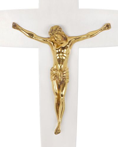 Preview: Vortragekreuz Messing versilbert und Corpus vergoldet