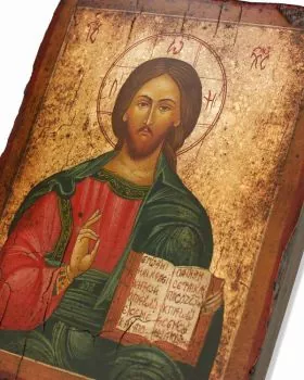 Ikone Christus Pantokrator antik 14 x 18 cm handgemalt