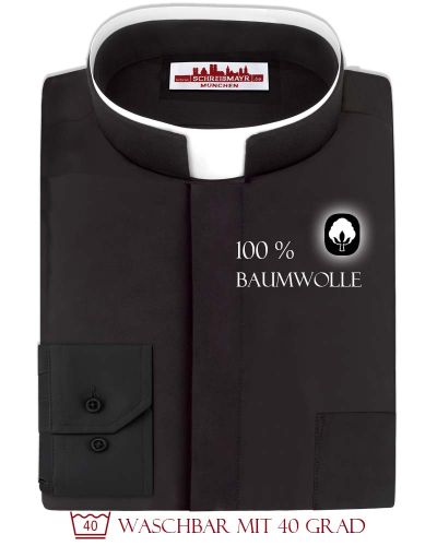 Collarhemd 100% BW schwarz Kragen römisch