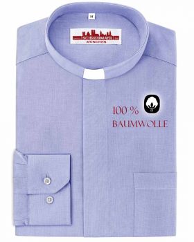 Collarhemd 100% Baumwolle Oxford Hellblau Langarm