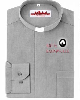 Collarhemd 100% Baumwolle Oxford Hellgrau Langarm