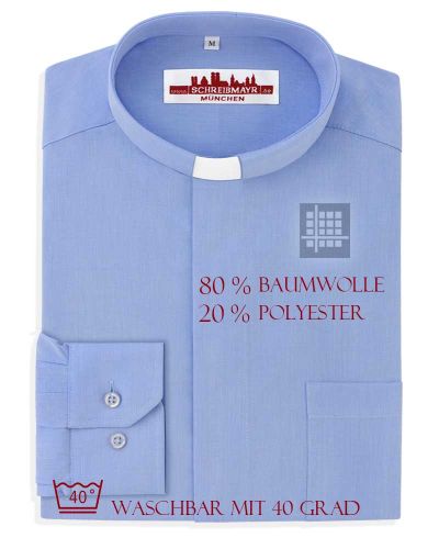 Collarhemd Fil a Fil Langarm Hellblau 80% BW 20% PE