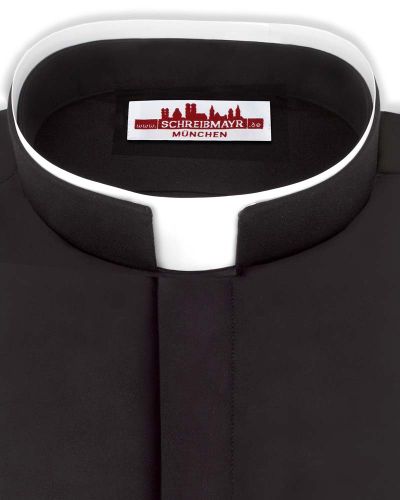 Preview: Collarhemd 100% BW schwarz Kragen römisch