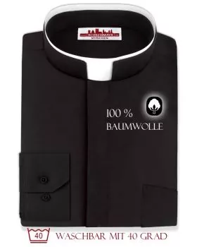Collarhemd Romano Baumwolle Schwarz Langarm Gr. XL