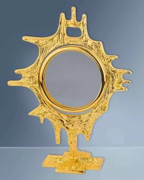 Ostensorium 19 cm hoch Messing vergoldet