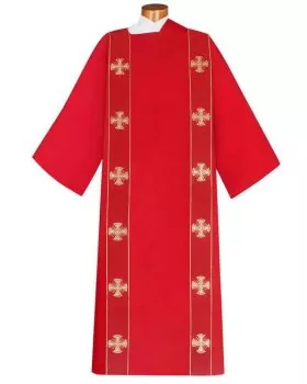 Dalmatik rot, Bordüren mit eingewebten Kreuzen