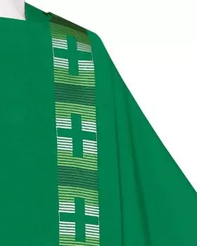 Dalmatik grün mit Innenstola Clavistreifen 125cm