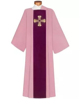 Dalmatik rosa Mittelstab Samt mit gesticktem Kreuz