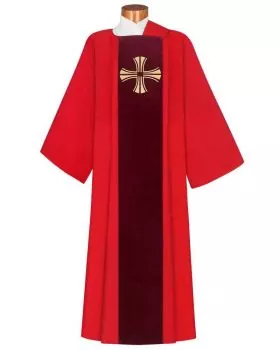 Dalmatik rot Mittelstab mit gesticktem Kreuz