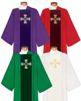 4 Dalmatiken mit Stola Samtstab in liturgischen Farben