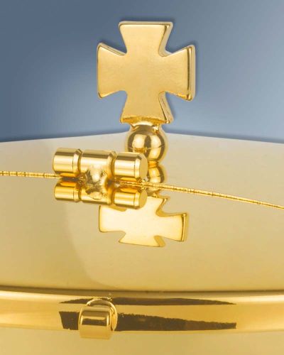 Ziborium mit Klappdeckel 10cm vergoldet 14 cm Ø