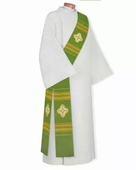 Diakonstola Kreuz gestickt Wolle/Seide grün