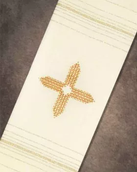 Diakonstola creme 140 cm mit gesticktem Goldkreuz