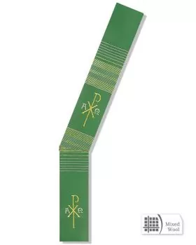 Diakonstola Pax und A+O, grün mit Streifeneinwebe