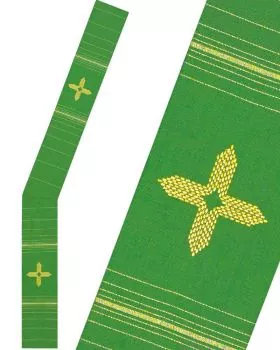 Diakonstola grün mit gesticktem Kreuz, 140 cm lang