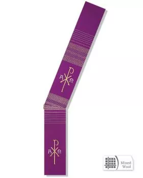Diakonstola Pax und A + O violett mit Streifeneinwebe