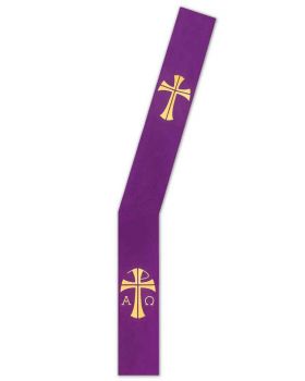 Diakonstola violett 140 cm Kreuz, A & O gestickt