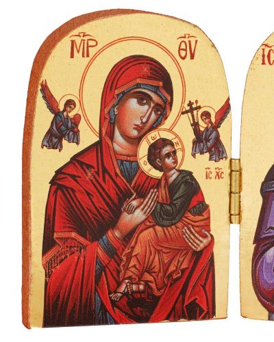 Preview: Byzantinische Diptychon-Ikone 5 x 7 cm Maria Eleusa