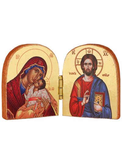 Byzantinische Diptychon-Ikone 5 x 7 cm Maria Eleusa