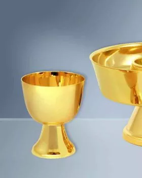 Ziborium zwei Gestalten vergoldet, 13 cm hoch