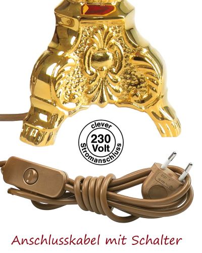 Preview: Standewiglicht 25,5 x 10 cm elektr. Messing vergoldet