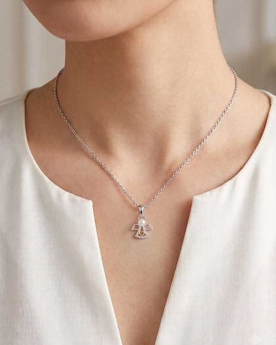 Preview: Schutzengelanhänger 925 Sterling Silber mit Perle