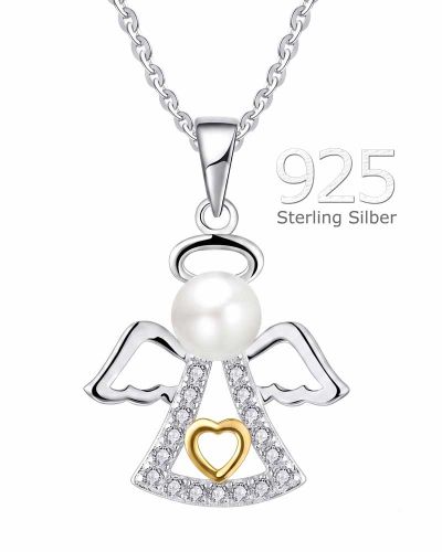 Schutzengelanhänger 925 Sterling Silber mit Perle