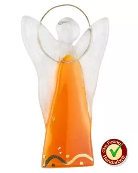 Glasengel orange zum Aufhängen