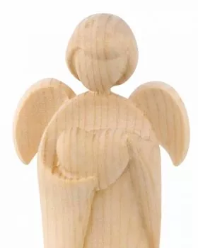 Engel der Liebe, 9 cm Figur mit Herz, Zirbenholz natur