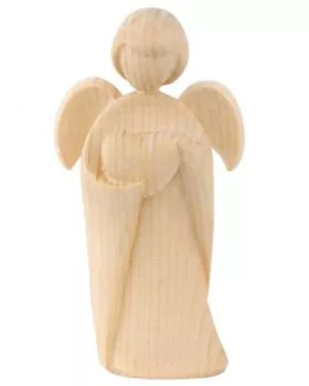 Engel der Liebe, 9 cm Figur mit Herz, Zirbenholz natur