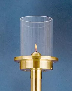 Flambeauxstab Holz 65 cm Messing mit Plexiglaszylinder