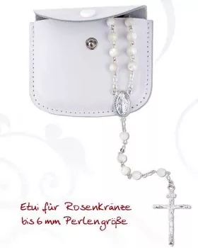 Etui für Rosenkranz aus Rindsleder weiß 7 x 6 cm