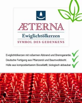 20 AETERNA Grabkerzen rot 3 Tage Brenner BIOCELLAT