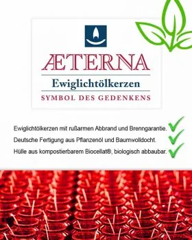 20 AETERNA Kerzen 7 Tage Brenner rot BIOCELLAT