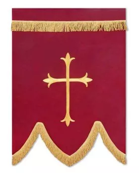 Prozessionsfahne 125x90cm rot PX + Kreuz goldgestickt