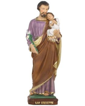 Hl. Josef mit Kind 30 cm Resin, von Hand koloriert