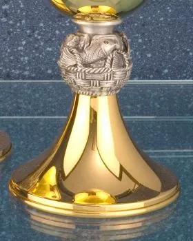 Ziborium 19 cm vergoldet Nodus Fisch & Brot