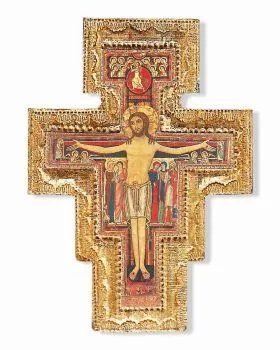 Franziskuskreuz 7 x 10 cm Holzkreuz mit Kunstdruck