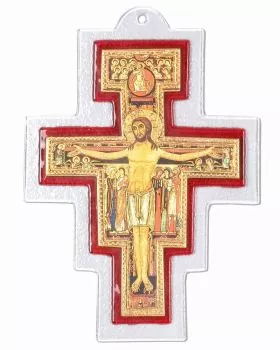 Franziskuskreuz 12 x 17 cm aus farbigem Muranoglas