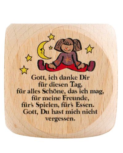 Preview: Gebetswürfel Abendgebete  Buche Natur 5,5 x 5,5 cm
