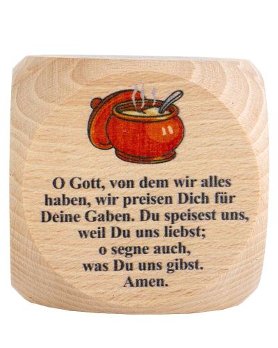 Preview: Gebetswürfel Tischgebete   Buche Natur 5,5 x 5,5 cm