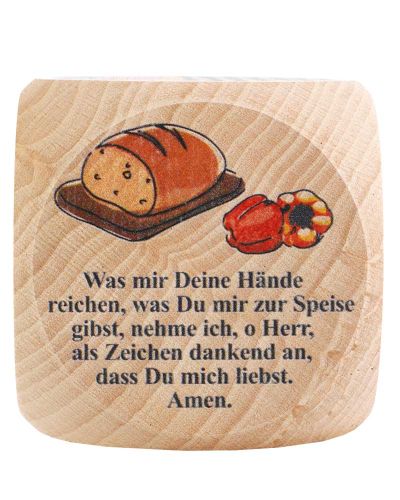 Preview: Gebetswürfel Tischgebete   Buche Natur 5,5 x 5,5 cm