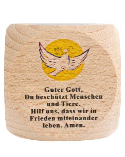 Preview: Gebetswürfel Tagesgebete  Buche Natur 5,5 x 5,5 cm