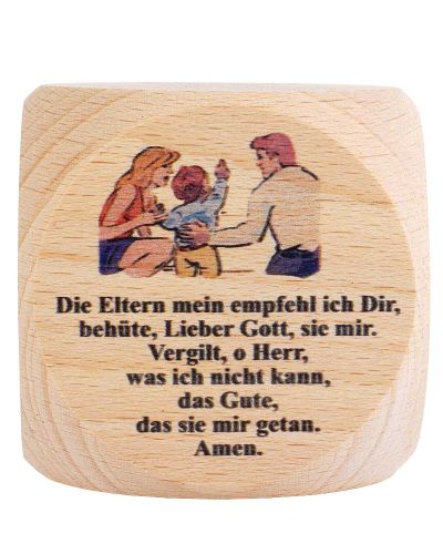 Preview: Gebetswürfel Tagesgebete  Buche Natur 5,5 x 5,5 cm