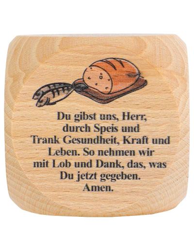 Preview: Gebetswürfel Tischgebete   Buche Natur 5,5 x 5,5 cm