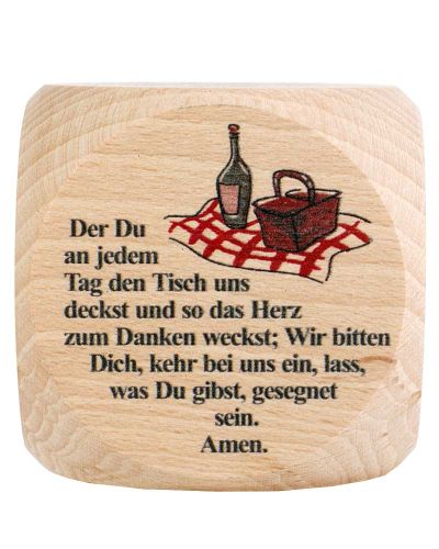 Gebetswürfel Tischgebete   Buche Natur 5,5 x 5,5 cm