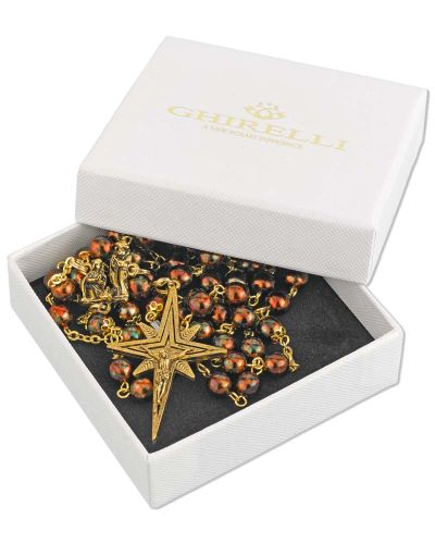 Preview: Rosenkranz  Weihnachten bohemian Perlen 8 mm