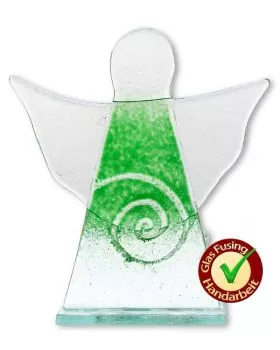 Glasengel grün Spirale 10 cm mit Teelichthalterung