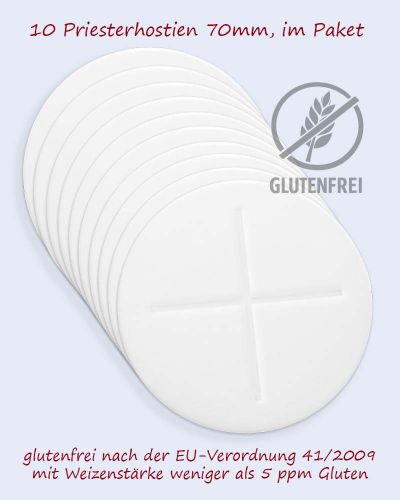 Glutenfreie Hostien weiß, 70 mm Ø, 10 Stück im Beutel